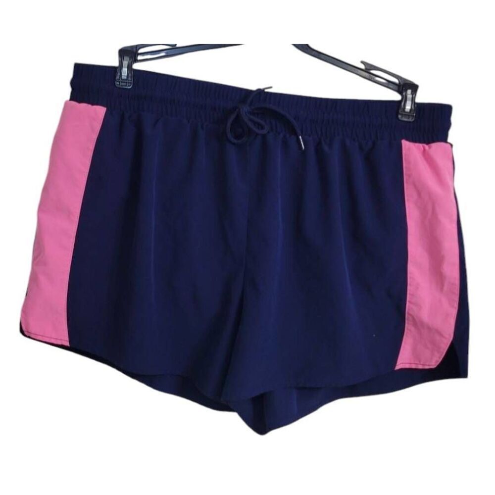 Crown & Ivy Athletic Running Swimming Lined Shorts Sz XL Navy Pink
